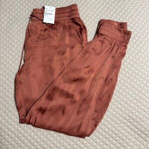 Women's Satin Joggers in Rust